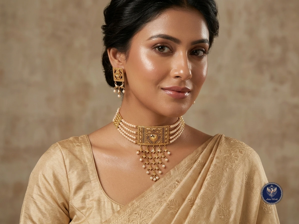 The Aloka Pearl & Gold Choker Set
