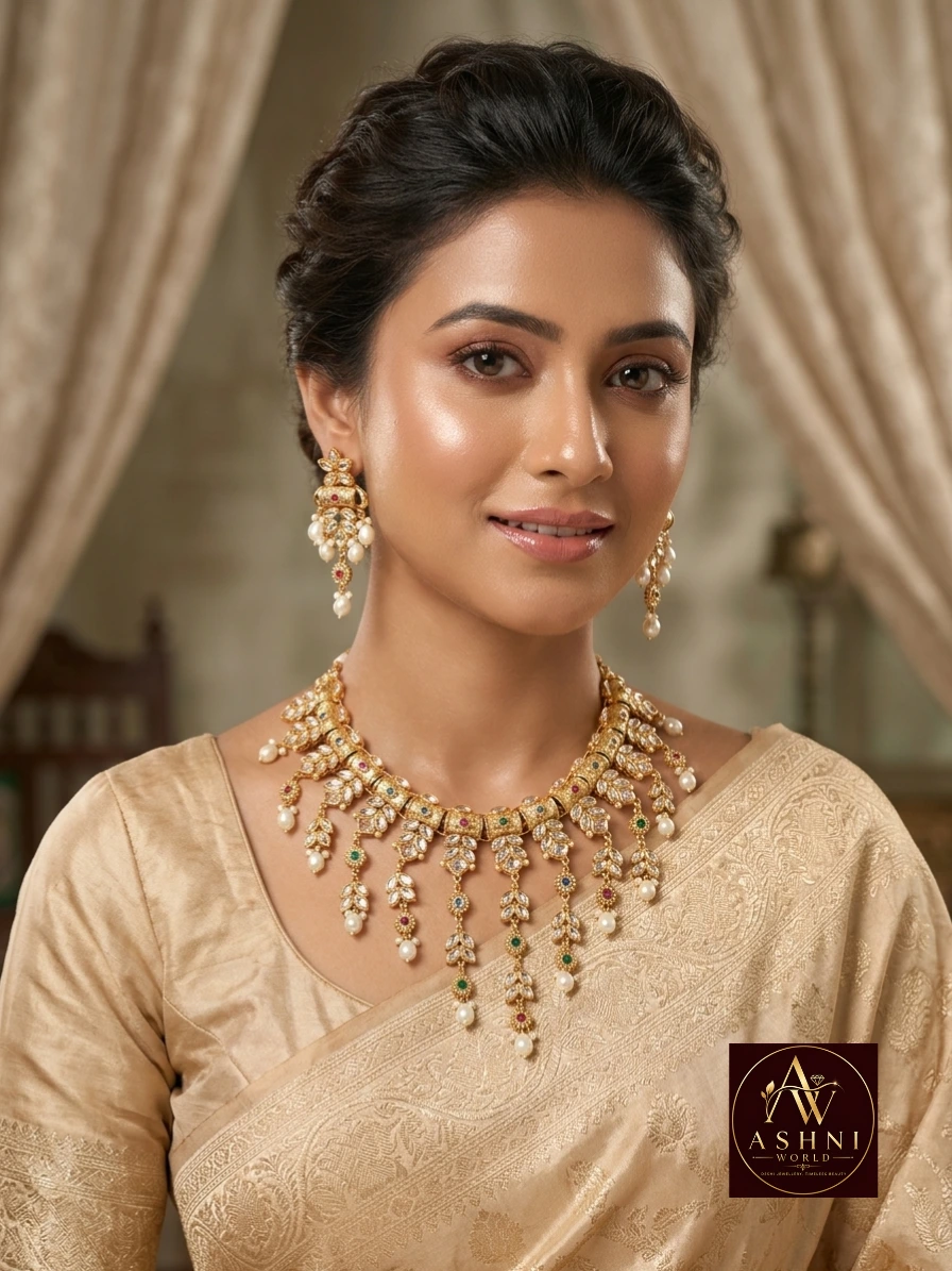 The Aura of Avantika Kundan & Pearl Heritage Necklace Set