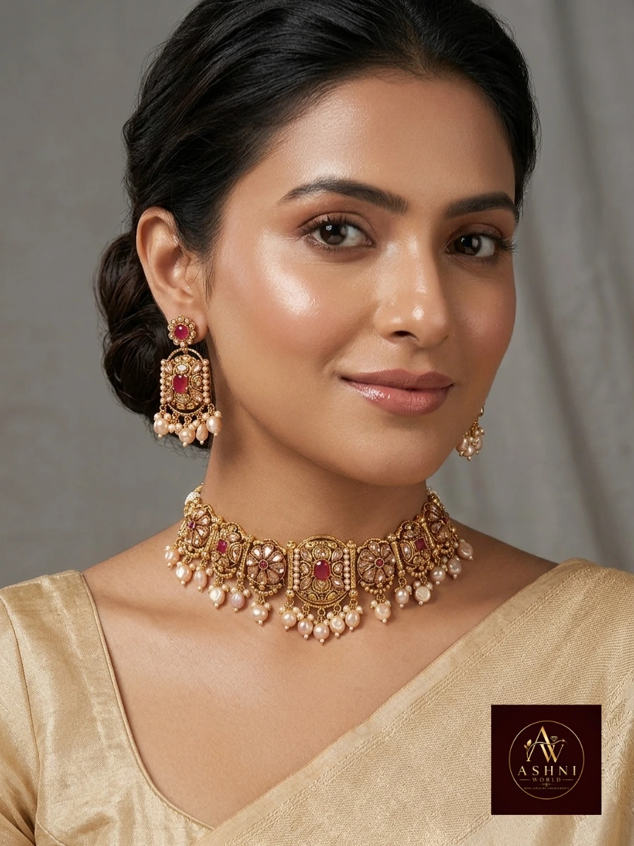 The Rajkumari Polki & Pearl Choker Set