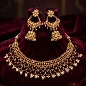 The Rajkumari Heirloom Pearl & Gold-Polished Filigree Necklace Set