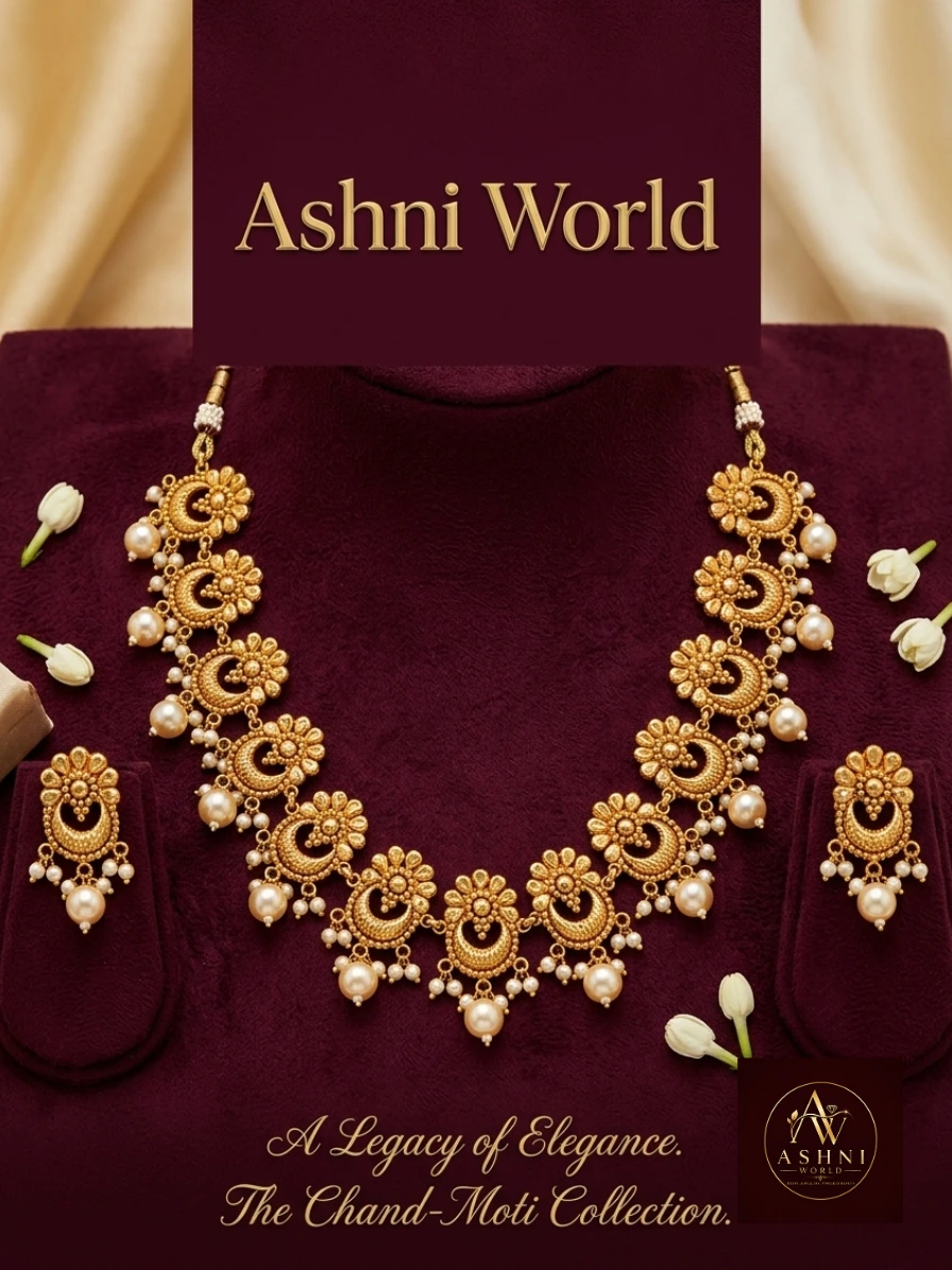 The Chandni Crescent Pearl Necklace Set