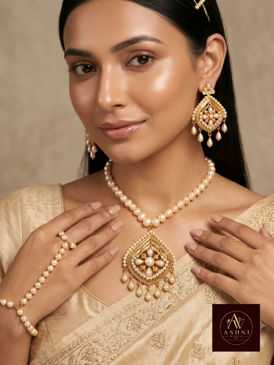 The Rajkumari Heritage Pearl Pendant & Necklace Set
