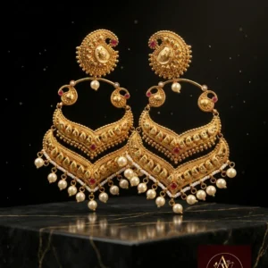 The Zamindari Heritage Chandelier – Royal Gold-Plated Kalka Earrings
