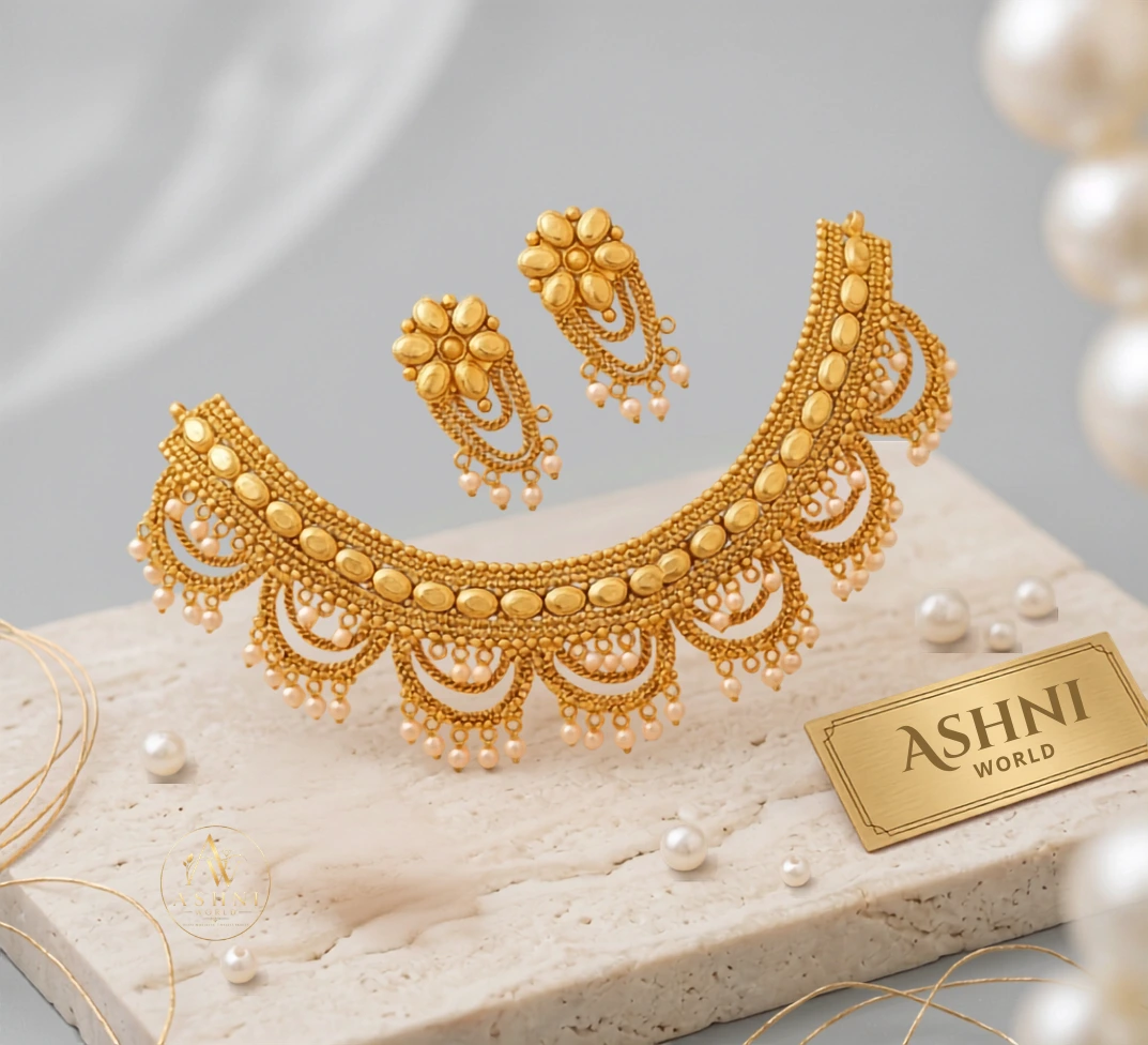 The Rajkumari Antique Gold-Plated Choker & Earring Set