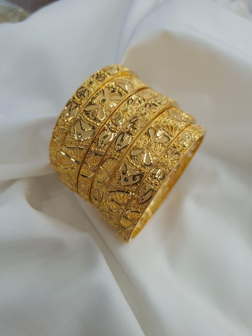 22K Gold Plated Filigree Bangles – Set of 6 | Code 01