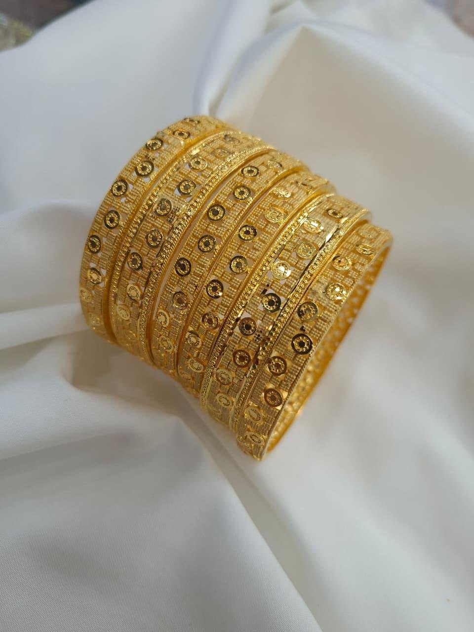 22K Gold Plated Filigree Bangles – Set of 6 | code 02