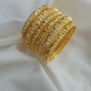 22K Gold Plated Filigree Bangles – Set of 6 | code 03