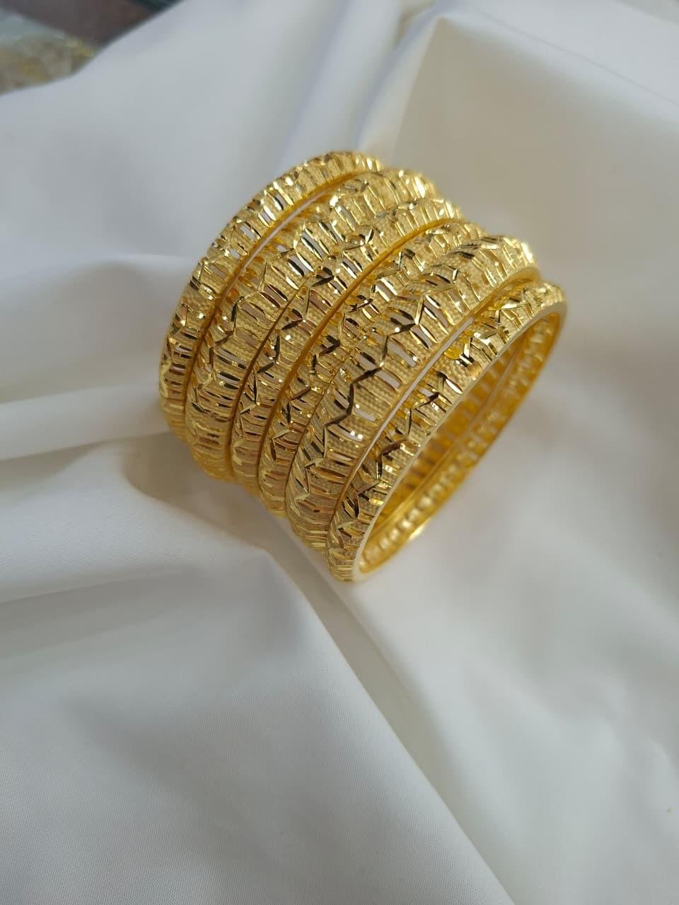 22K Gold Plated Filigree Bangles – Set of 6 | code 03