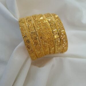 22K Gold Plated Filigree Bangles – Set of 6 | code 02