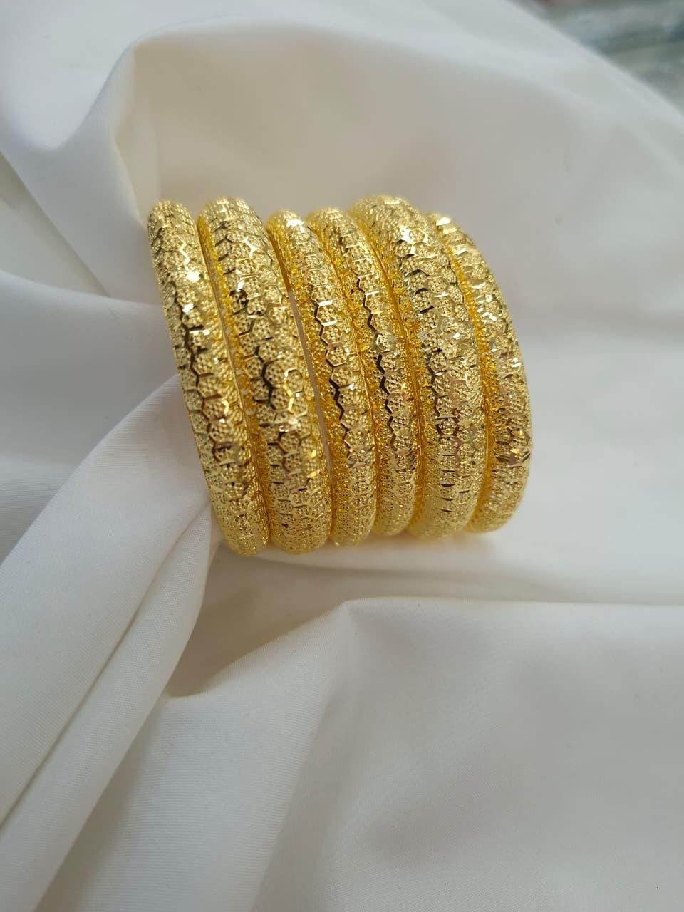 22K Gold Plated Filigree Bangles– Set of 6 | code 04