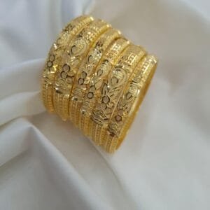 22K Gold Plated Filigree Bangles– Set of 6 | code 06