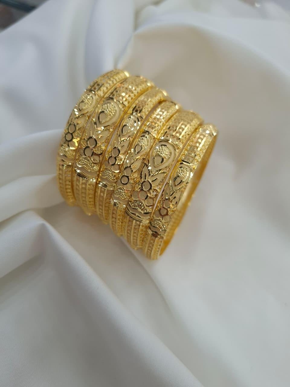 22K Gold Plated Filigree Bangles– Set of 6 | code 06
