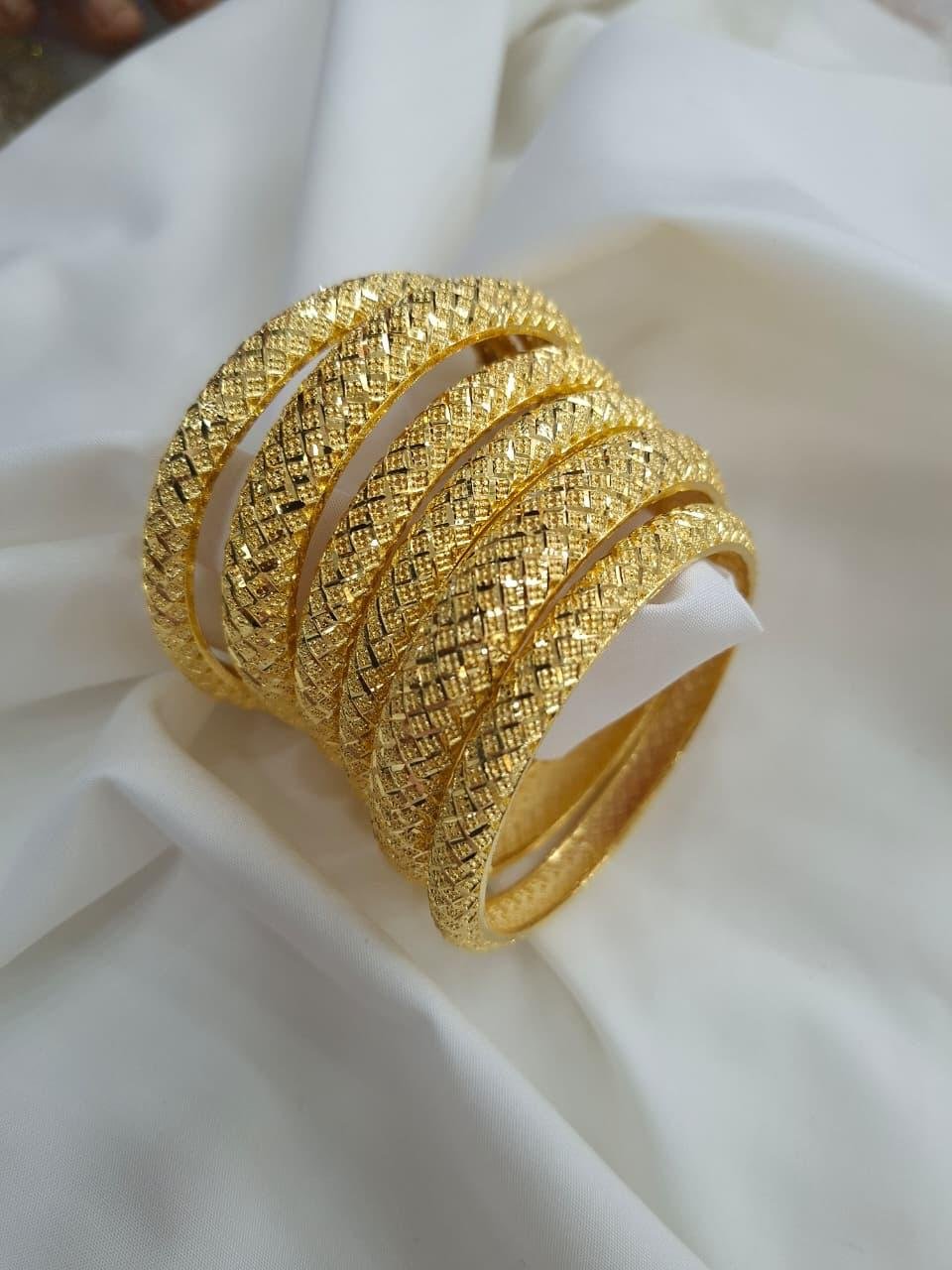 22K Gold Plated Filigree Bangles– Set of 6 | code 05