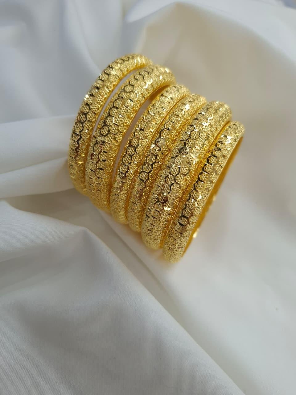 22K Gold Plated Filigree Bangles– Set of 6 | code 04