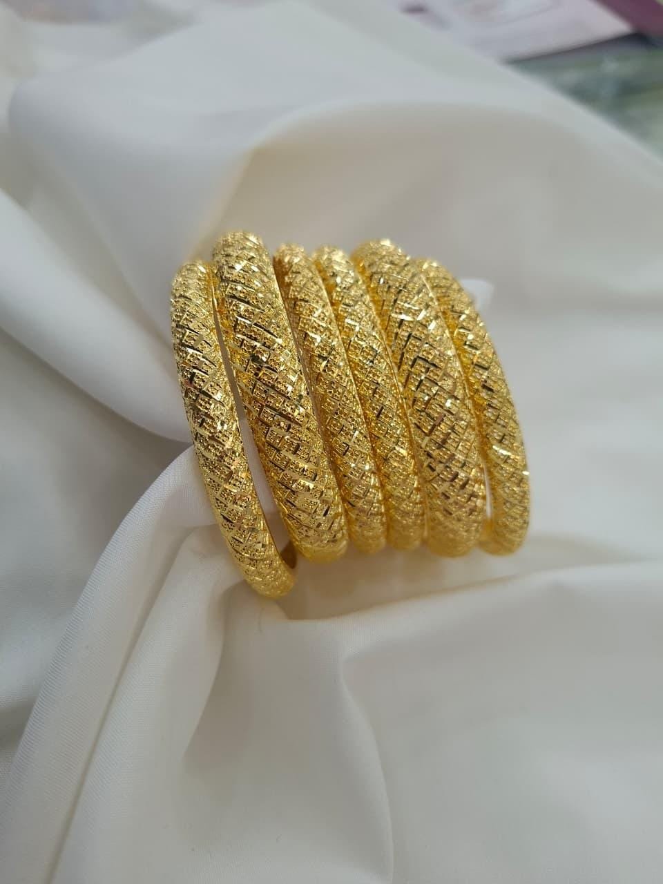 22K Gold Plated Filigree Bangles– Set of 6 | code 05