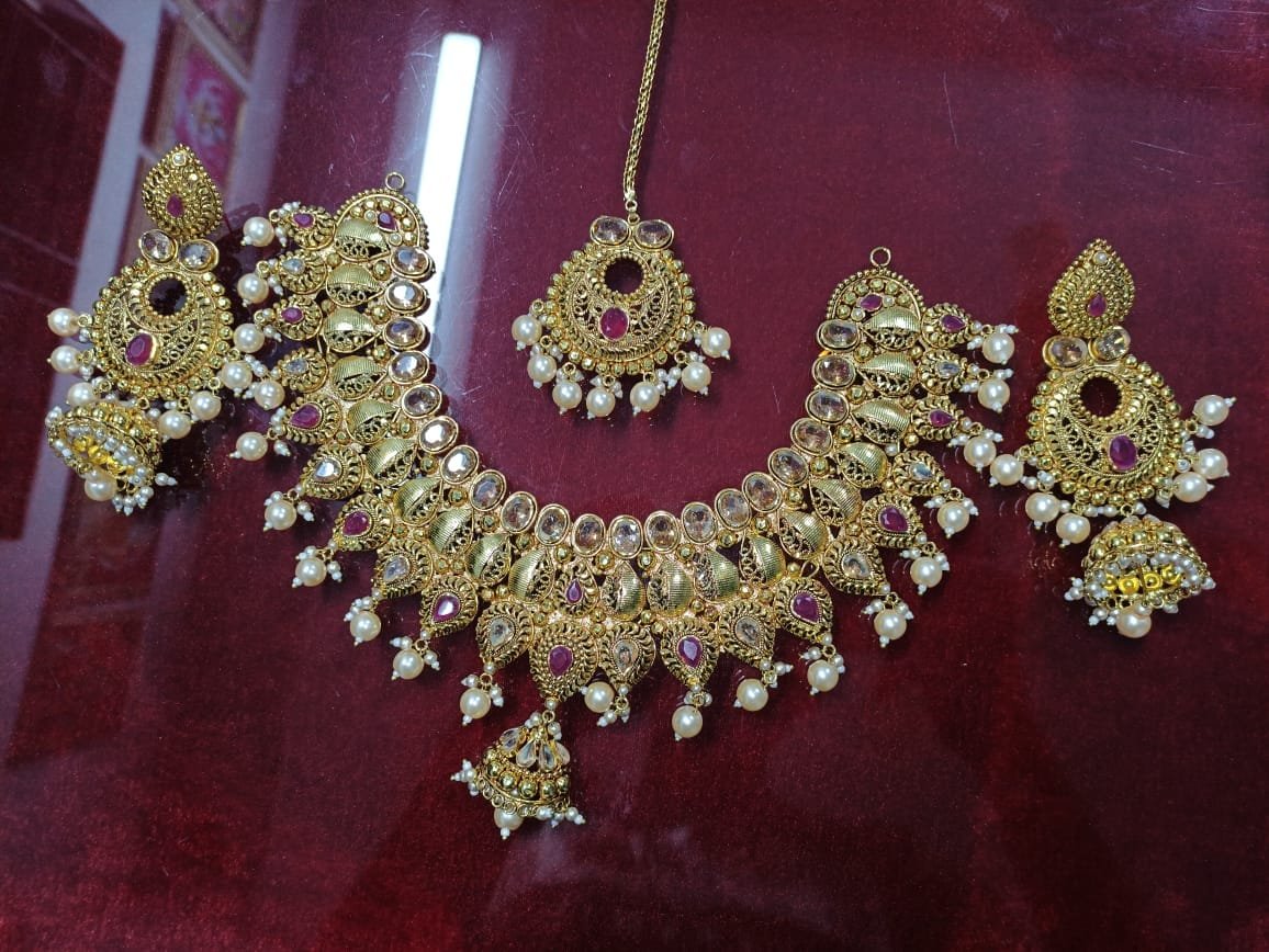 Bridal Necklace Set – Premium Gold-Plated Kundan & Pearl Collection