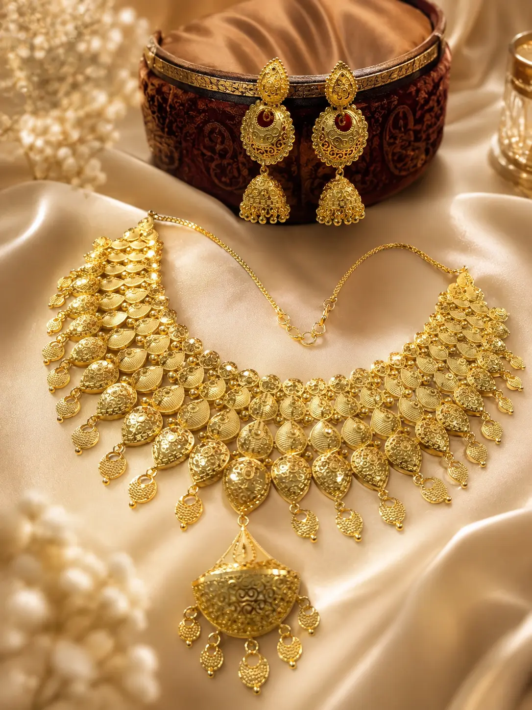 22K Dubai Gold Plated Luxury Necklace Set