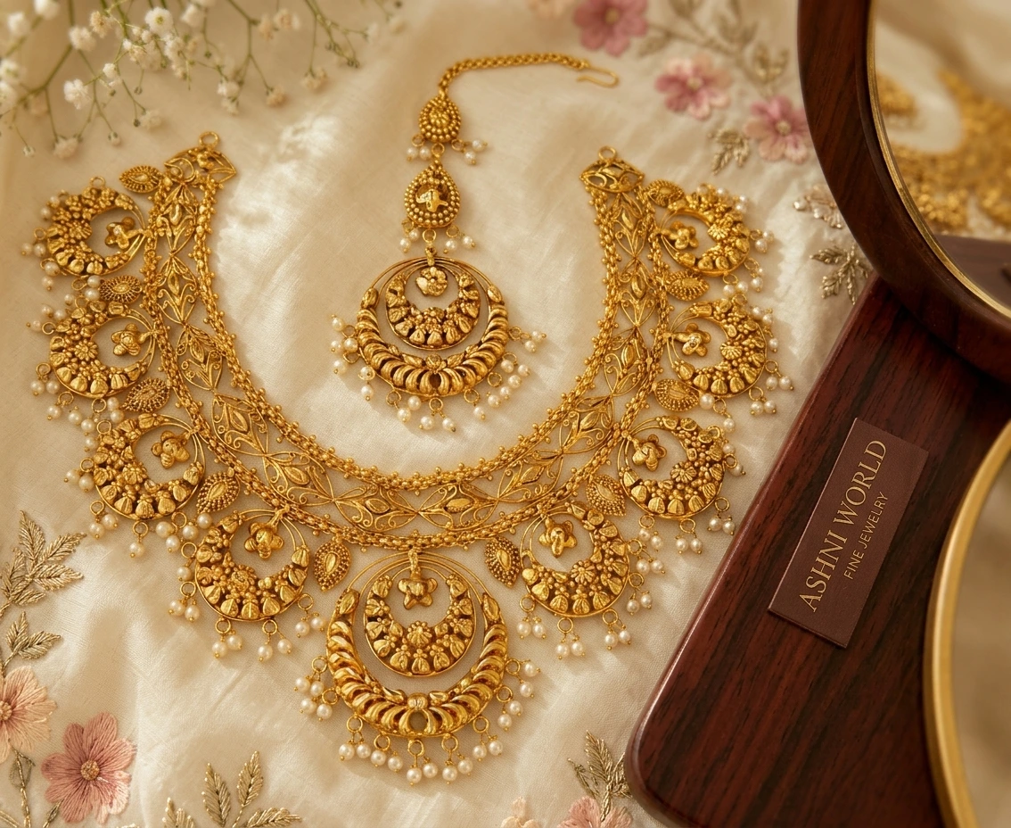 The Heritage Handcrafted Gold-Polished Necklace Set