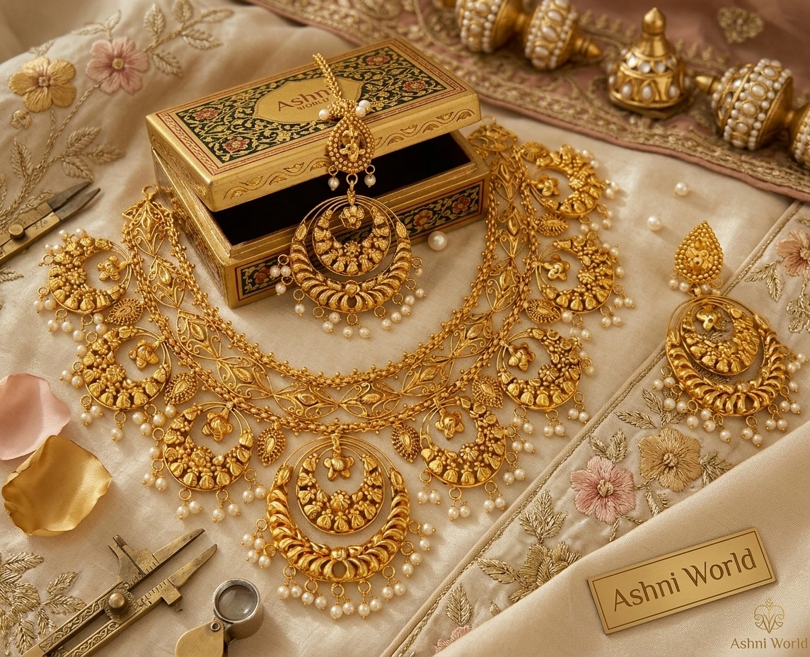The Heritage Handcrafted Gold-Polished Necklace Set