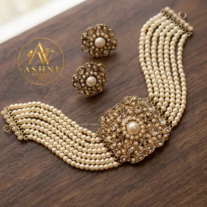 The Majestic Ashni World Pearl and Gold Choker Set