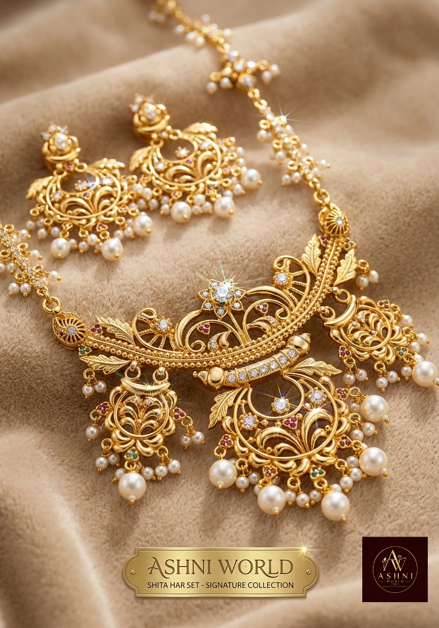 The Royal Heritage Gold-Plated Shita Har & Jhumka Set