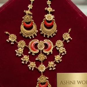 Gold Plated Pearl & Kundan Jewellery Set