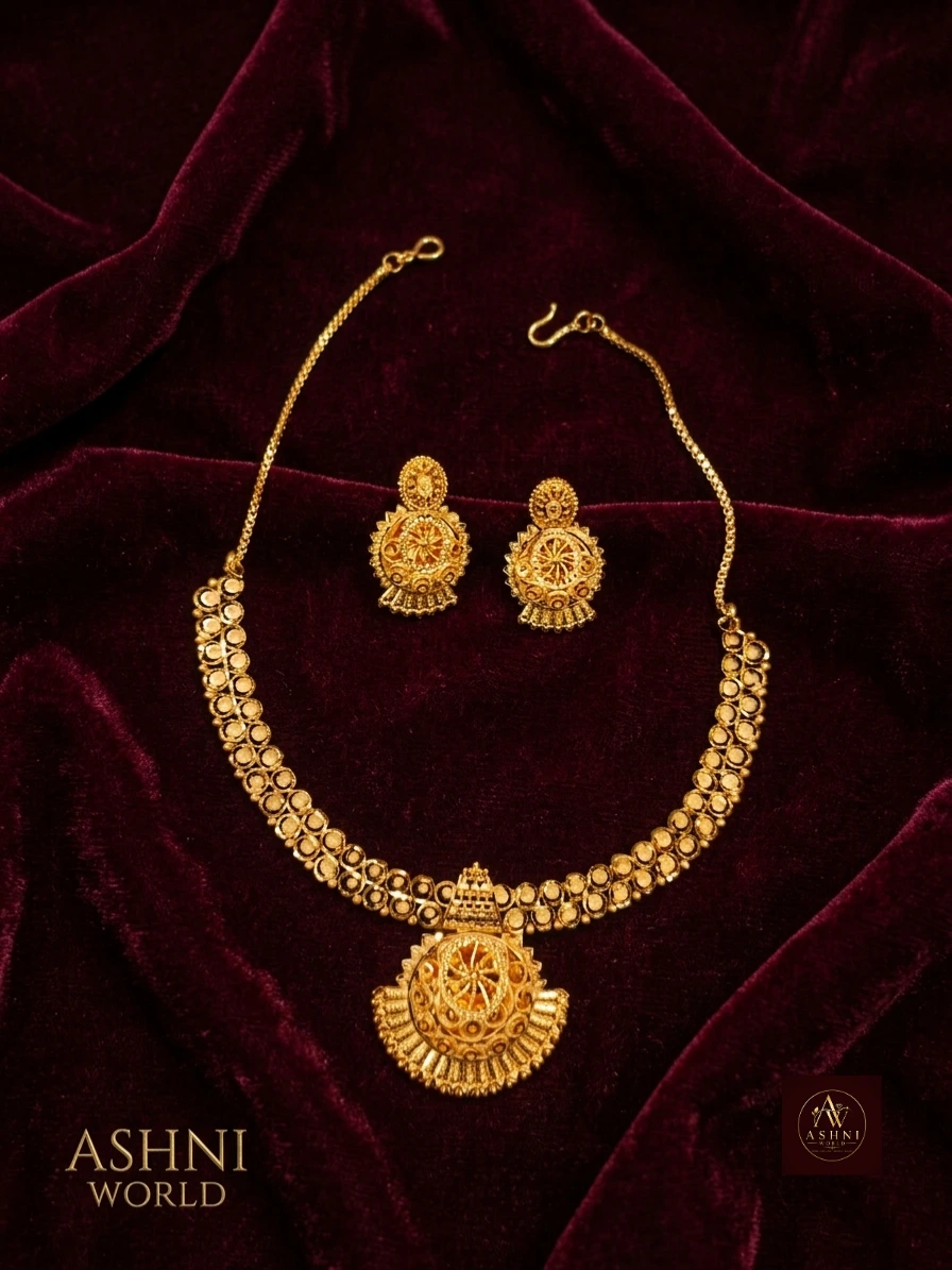 22K Gold Plated Necklace and Jhumka Set