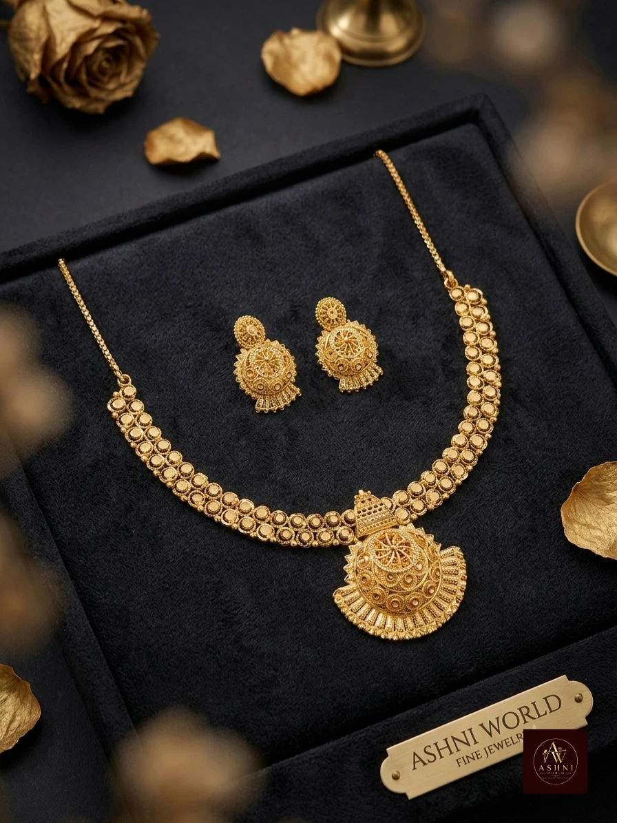 22K Gold Plated Necklace and Jhumka Set