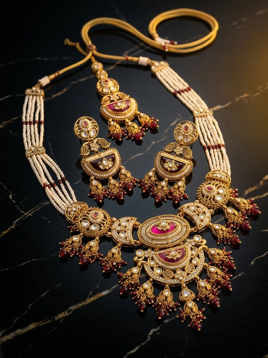 Heritage Royal Meenakari & Pearl Bridal Jewelry Set