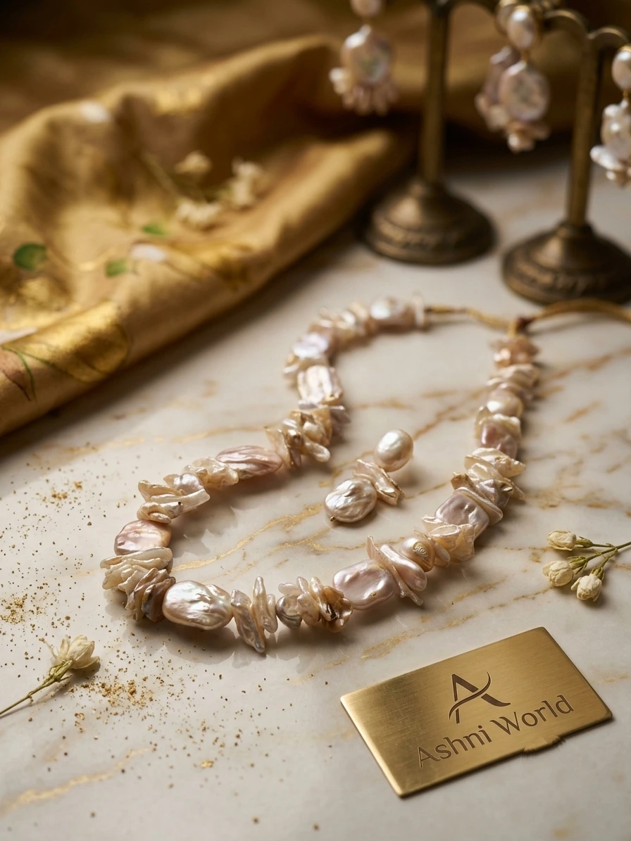 The Lumina Keshi Pearl Haar | Handcrafted Baroque Pearl Necklace