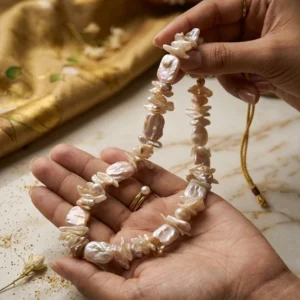 The Lumina Keshi Pearl Haar | Handcrafted Baroque Pearl Necklace