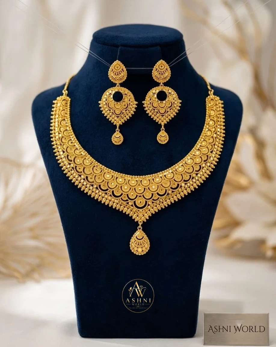 The Royal Swarupa Filigree Gold Necklace & Earring Set