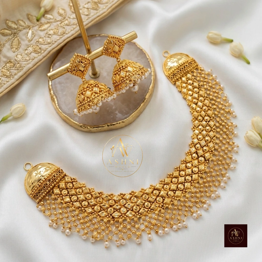 Royal Heritage Gold-Plated Choker & Jhumka Set