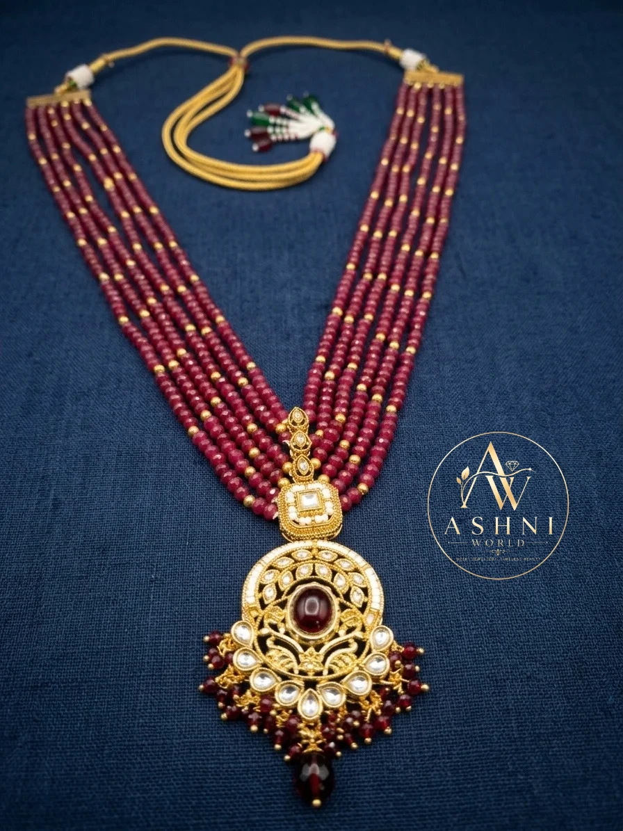 Royal Crimson Multi-Strand Kundan Shita Har Set
