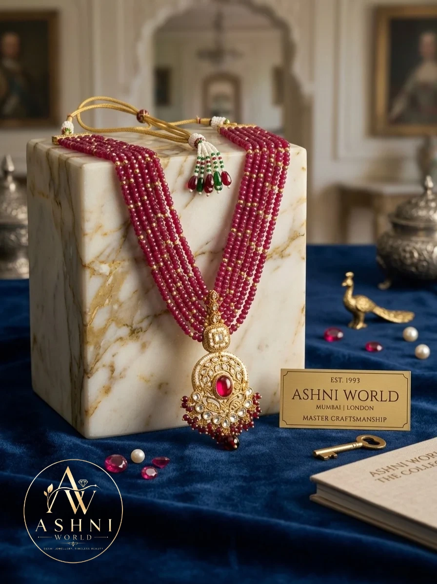 Royal Crimson Multi-Strand Kundan Shita Har Set