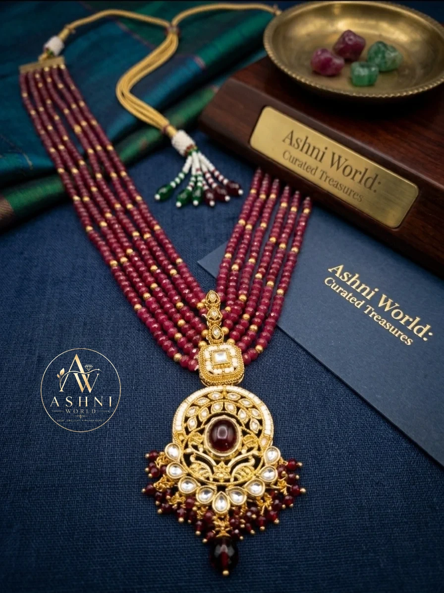 Royal Crimson Multi-Strand Kundan Shita Har Set