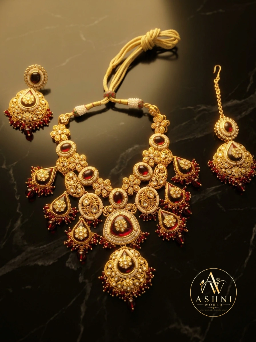 The Rajkumari Kundan & Ruby Heritage Bridal Set