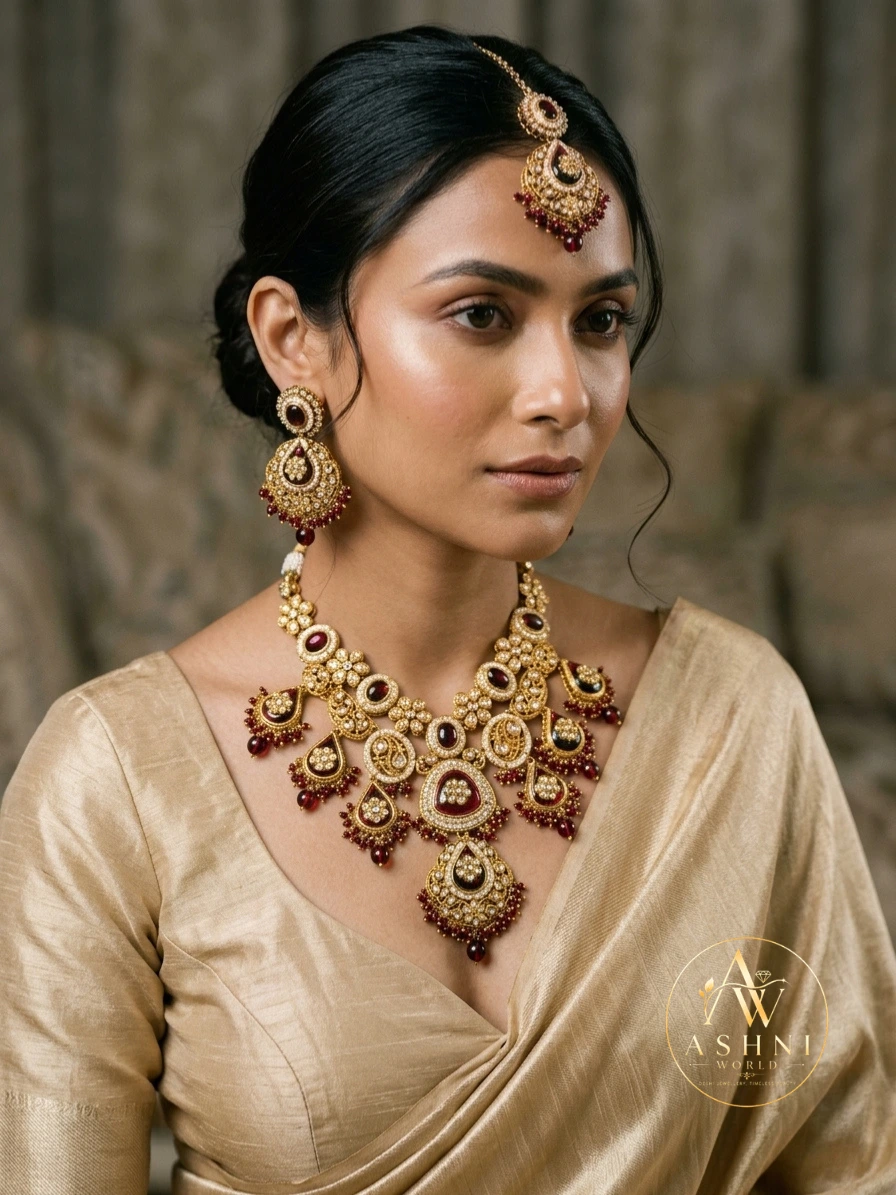 The Rajkumari Kundan & Ruby Heritage Bridal Set