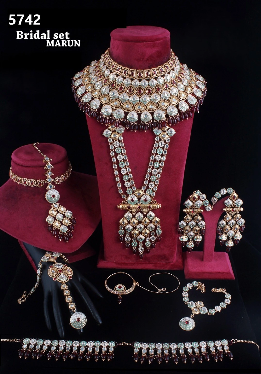 Royal Maroon Kundan Bridal Jewellery Set