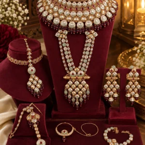 Royal Maroon Kundan Bridal Jewellery Set