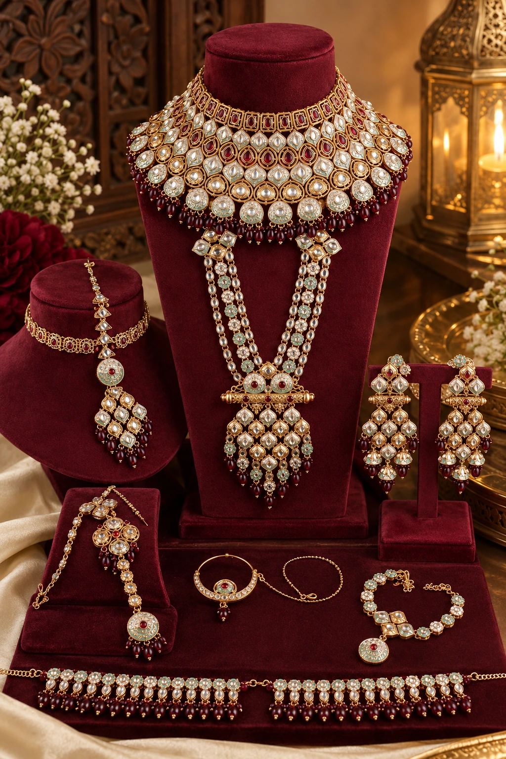 Royal Maroon Kundan Bridal Jewellery Set