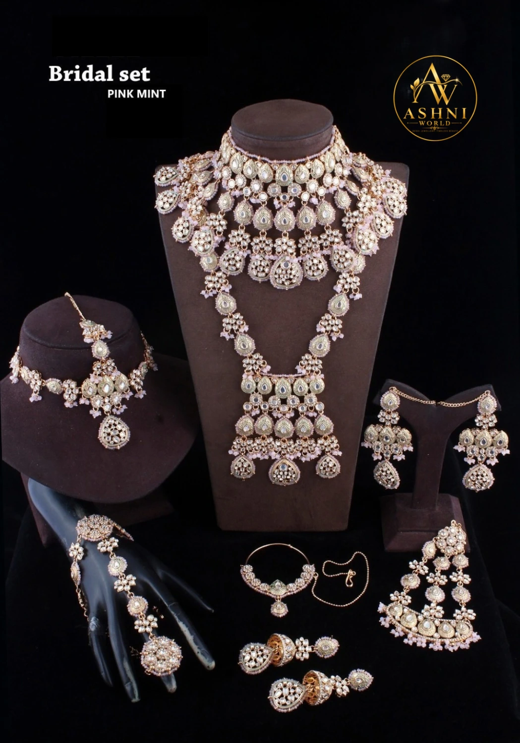 Pink Mint Royal Kundan Bridal Jewellery Set