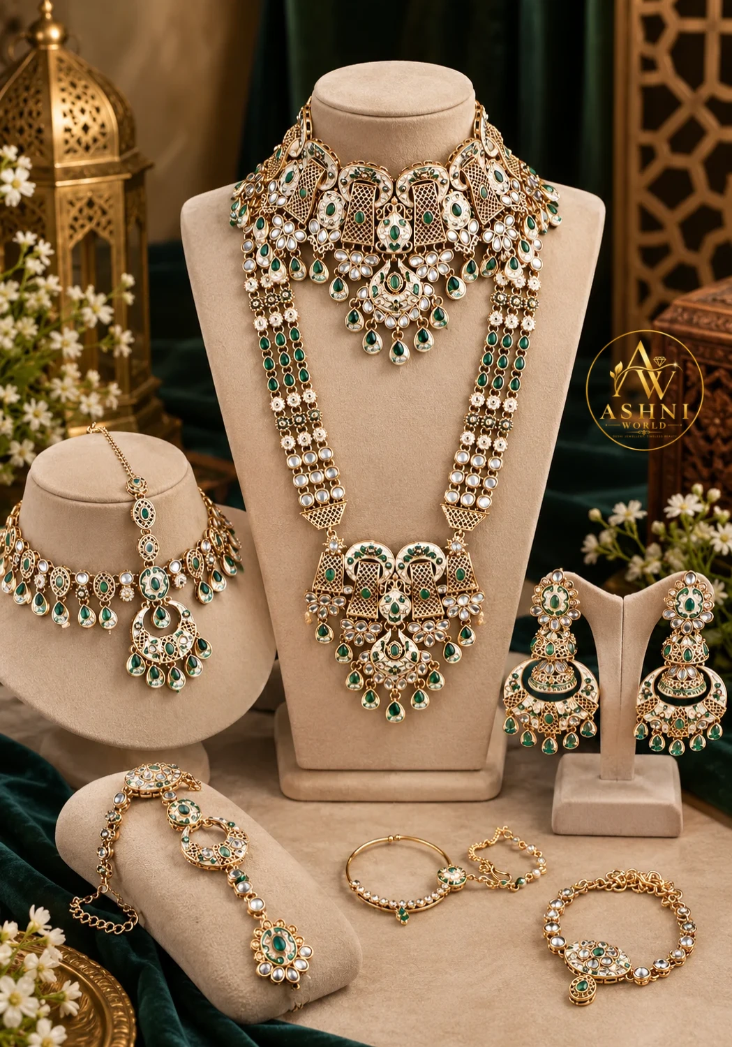 Emerald Royale — Green Bridal Jewellery Set