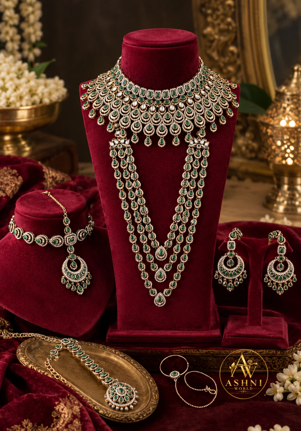 Green Emerald Royale Bridal Jewellery Set
