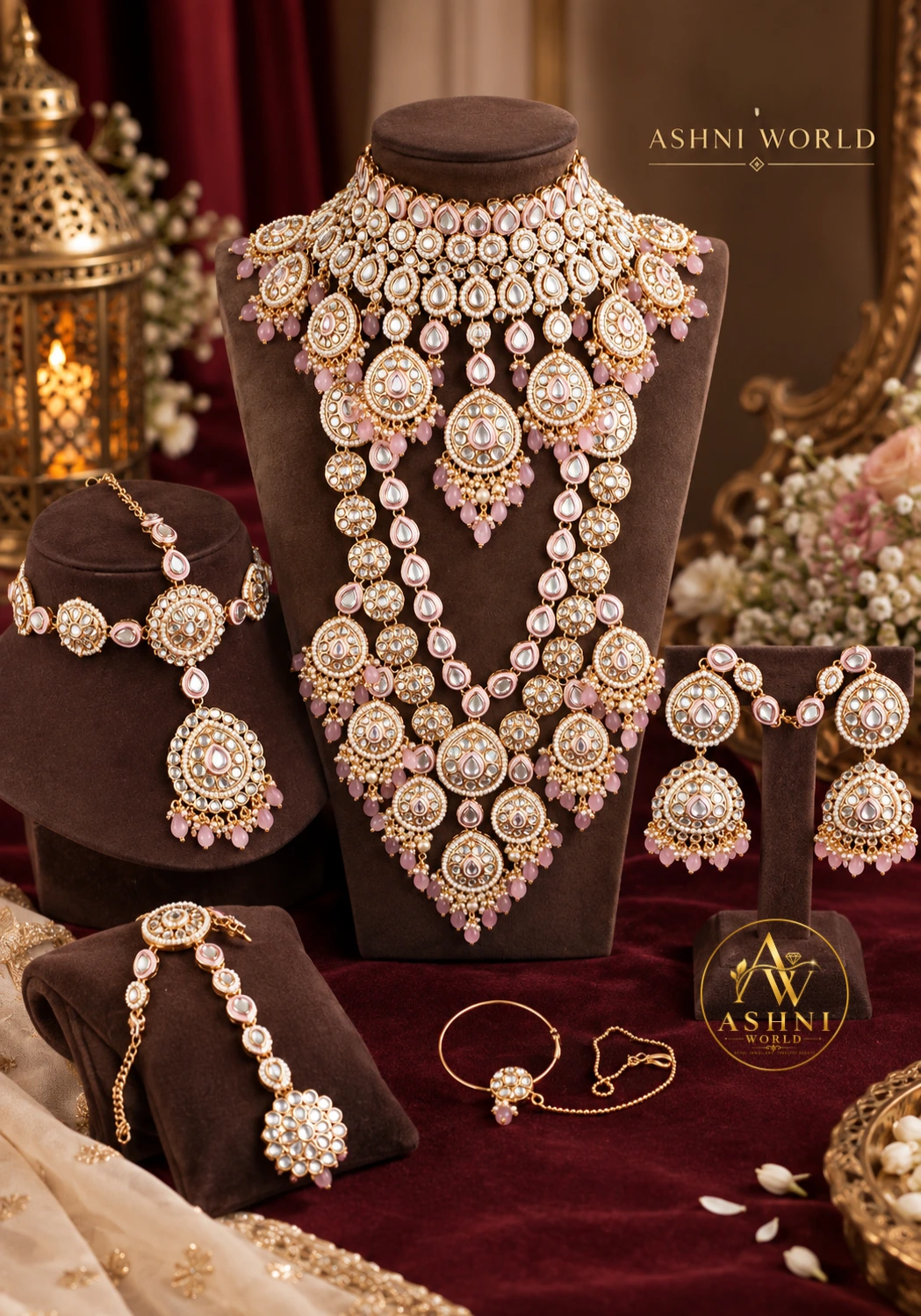 Royal Pink Kundan Bridal Jewellery Set