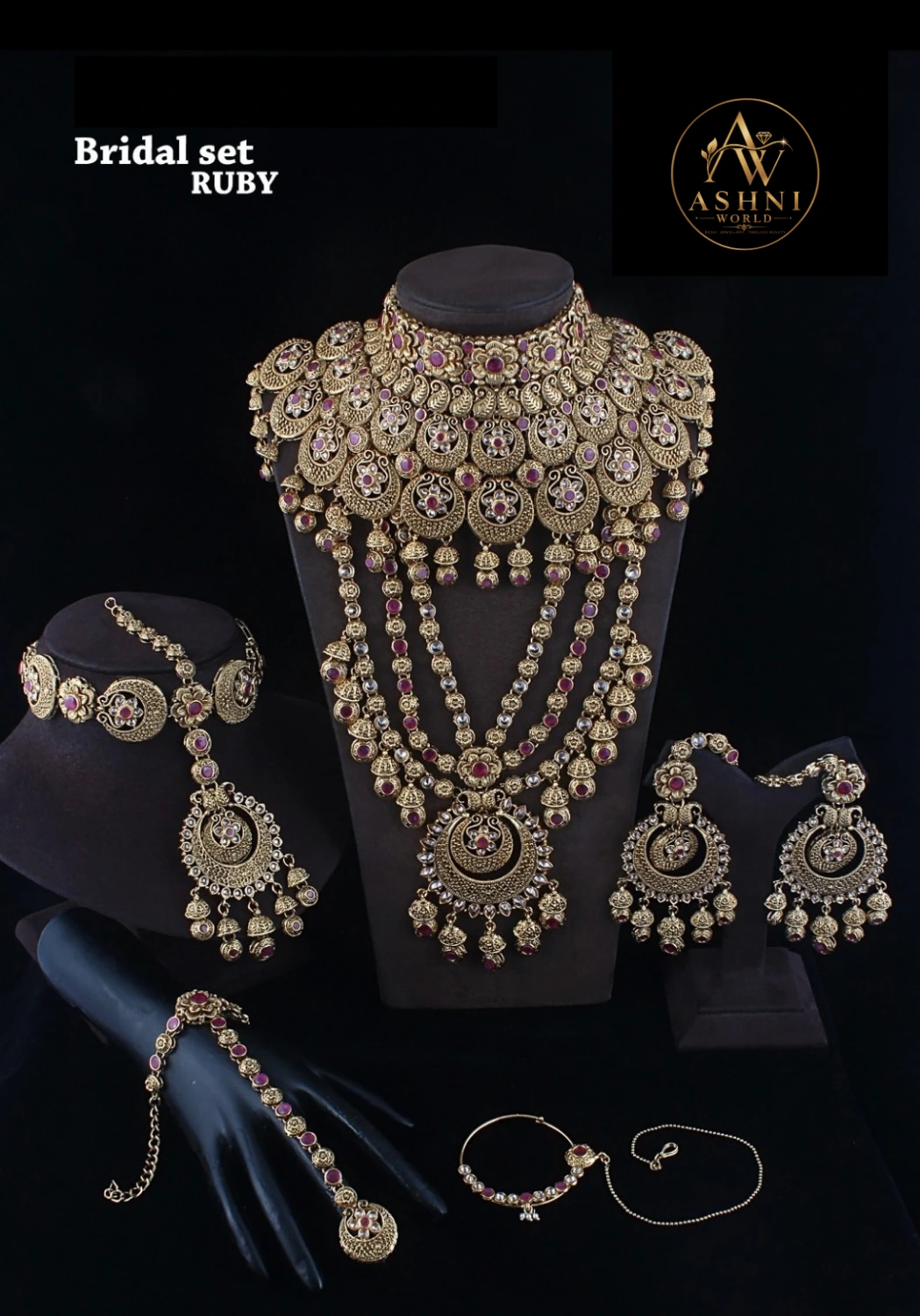 Royal Ruby Antique Gold Bridal Jewellery Set